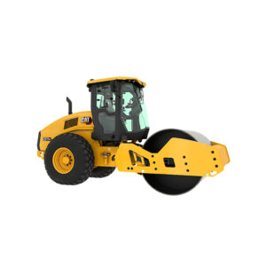 Compactadora Caterpillar CS11 GC amarilla para trabajos de compactación de suelo.