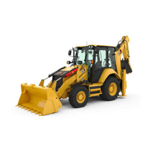 Retroexcavadora Caterpillar 426F2 amarilla con cargador frontal y brazo excavador.