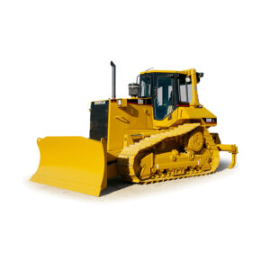 Tractor de cadenas Caterpillar D6M XL amarillo, equipado con hoja topadora frontal, para trabajos de construcción y movimiento de tierra.