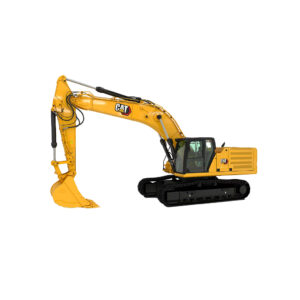 Excavadora Caterpillar 336 amarilla equipada con brazo hidráulico y cucharón para trabajos de excavación y construcción.